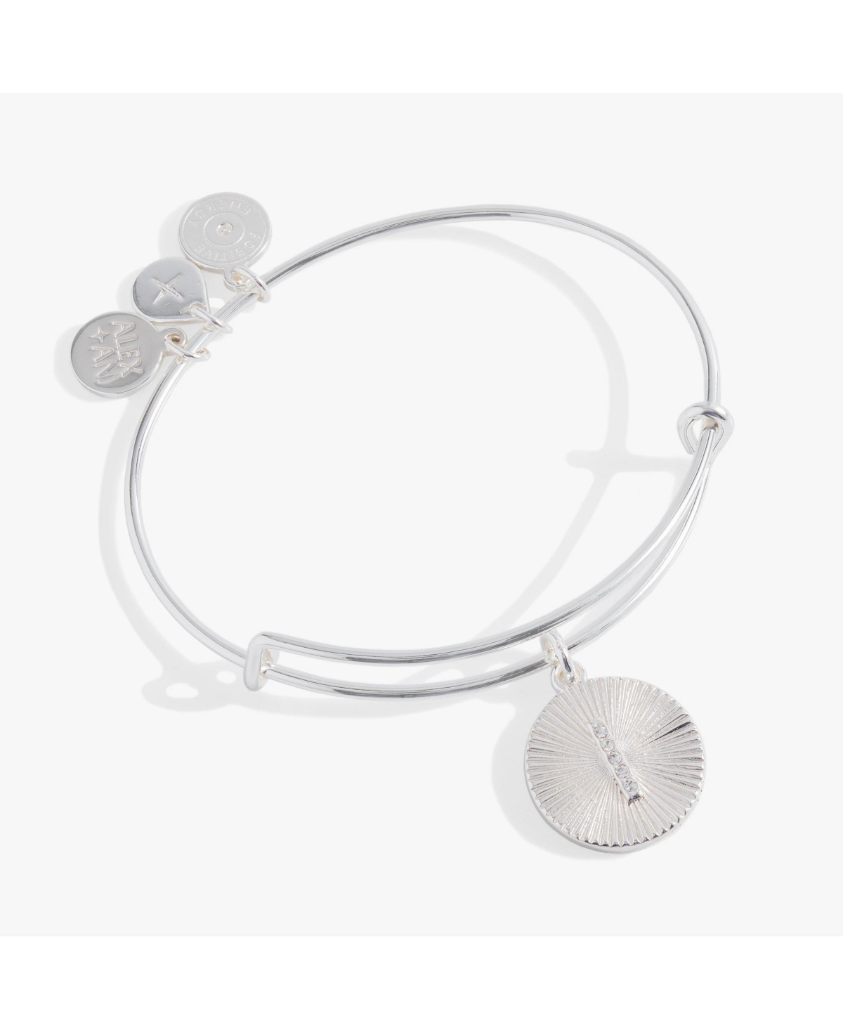 Alex and Ani Pave Starburst Texture Initial Bangle Bracelet V - Silver