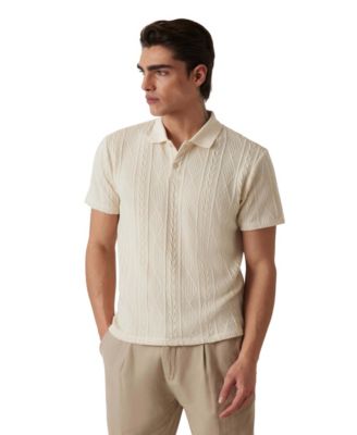 Men's Olin Short Sleeve Textured Knit Polo Sweater