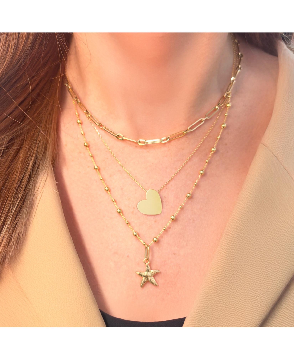 The Lovery Gold Bead Station Chain Necklace