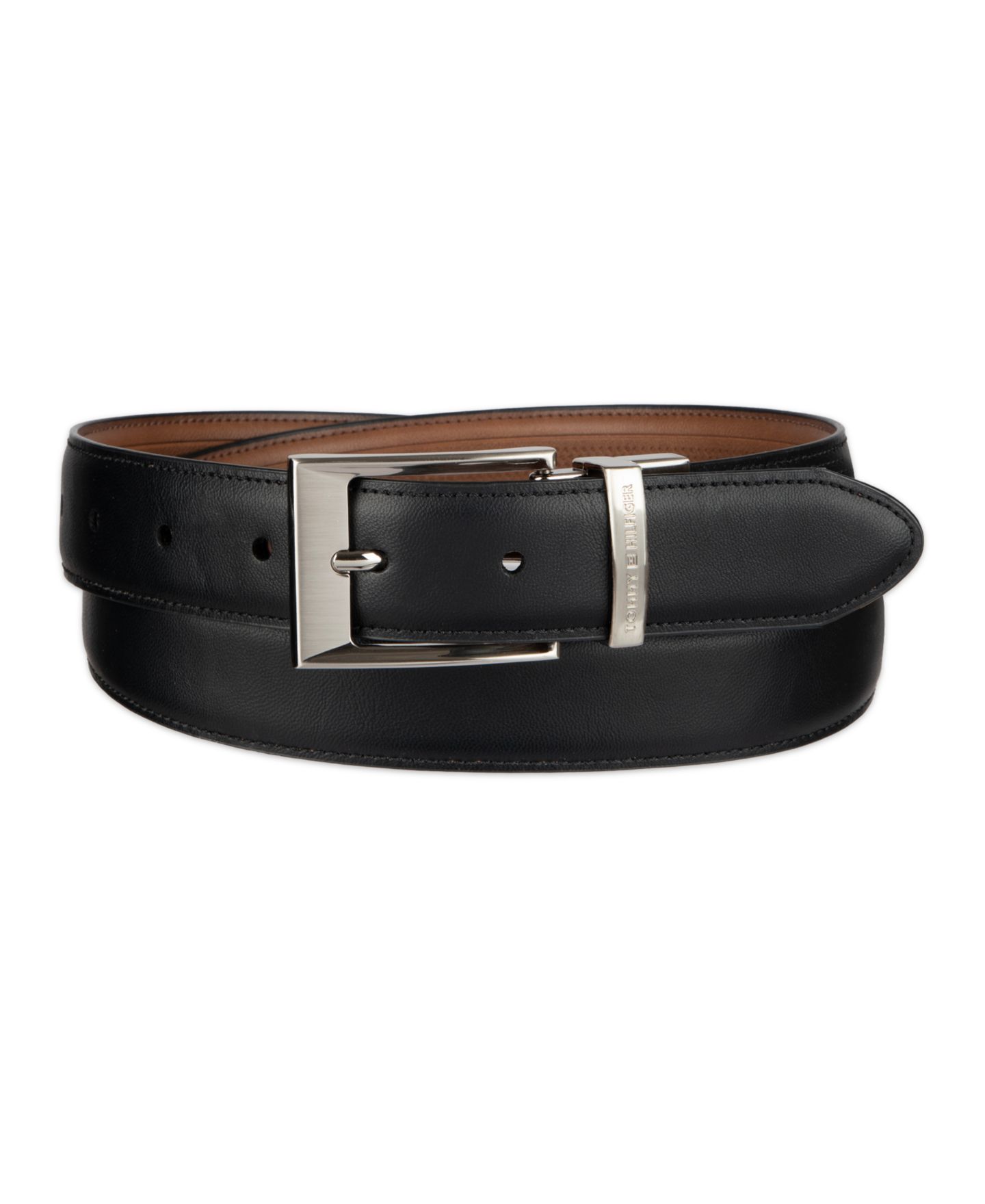 Мужской ремень Tommy Hilfiger 32MM Stretch Belt, цвет: Рыжевато-коричневый / Чёрный — фото 6