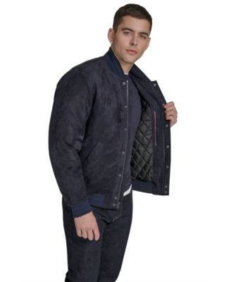 Men's Faux Suede Varsity Bomber with Patches