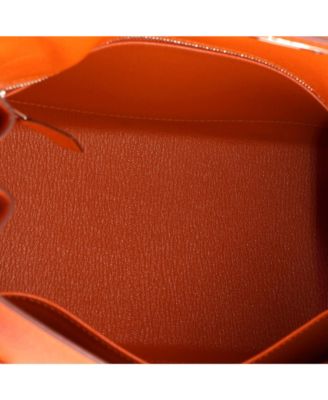 Kelly 28 Handbag Orange Epsom with Palladium Hardware