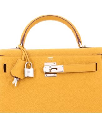 Kelly 28 Handbag Yellow Togo with Palladium Hardware