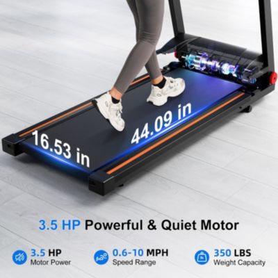 Superun Folding Treadmill，Powerful 3.5 HP motor supports up to 350 lbs. With 5% incline, app control, and compact foldable design for effective home f