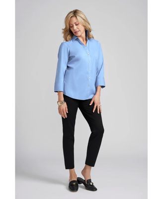 Madie 3/4 Sleeve No Iron Blouse with V Neck Placket and Optional Turn Up Cuffs