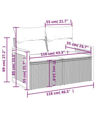 Garden Sofa Black PE rattan 2-seater Modular Garden Sofa