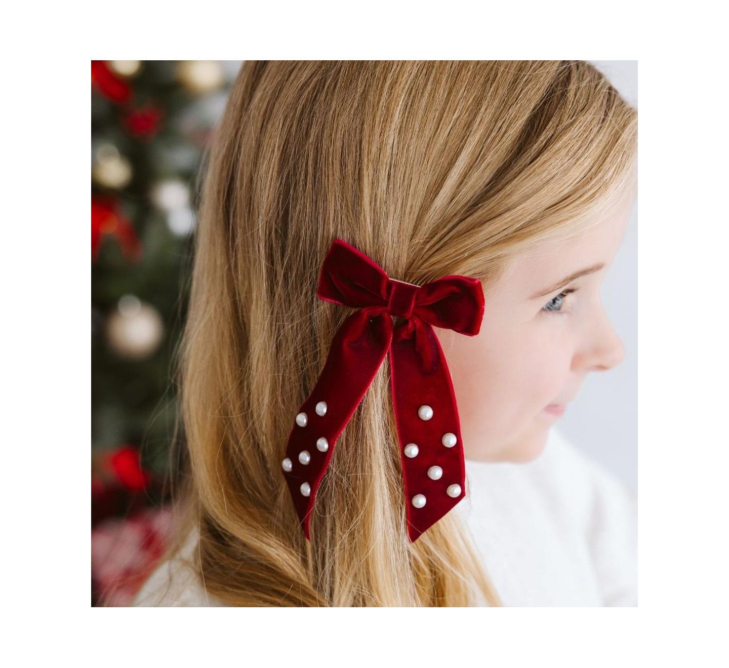 Аксессуары для волос Sweet Wink Ruby Red Velvet Coquette Bow Clip для девочек, цвет: Рубиновый красный — фото 3