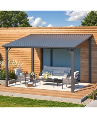 12' x 10' Hardtop Gazebo Outdoor Pergola Lean to Metal Pergolas