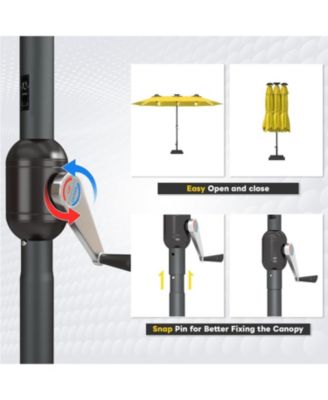15ft Patio Double-Sided Umbrella, 156 PCS Solar LED Light Outdoor Large Umbrella