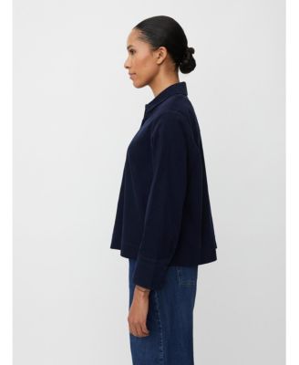 Women's Long Sleeve Collared Velvet Shirt