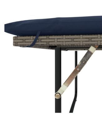 Patio Sofa Grey and Navy Blue PE rattan and powder-coated steel