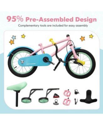 16 Inch Kids Bike with Adjustable Handlebar and Saddle, Pink