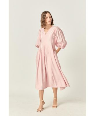 Women's Contrast Binding Midi Dress