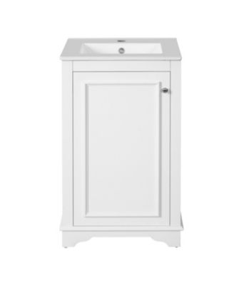 20-Inch Bathroom Vanity with Ceramic Sink, Freestanding Single Vanity, Soft-Close Door & Adjustable Shelf