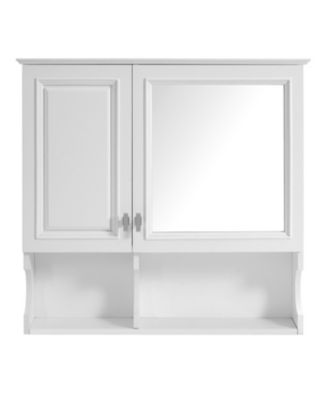 30'' Mirror Medicine Cabinet with Open Shelves, Doors & Adjustable Shelf for Bathroom Storage