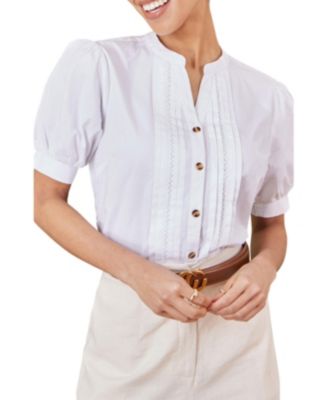 Women's Cotton Pleated Short Sleeve Shirt