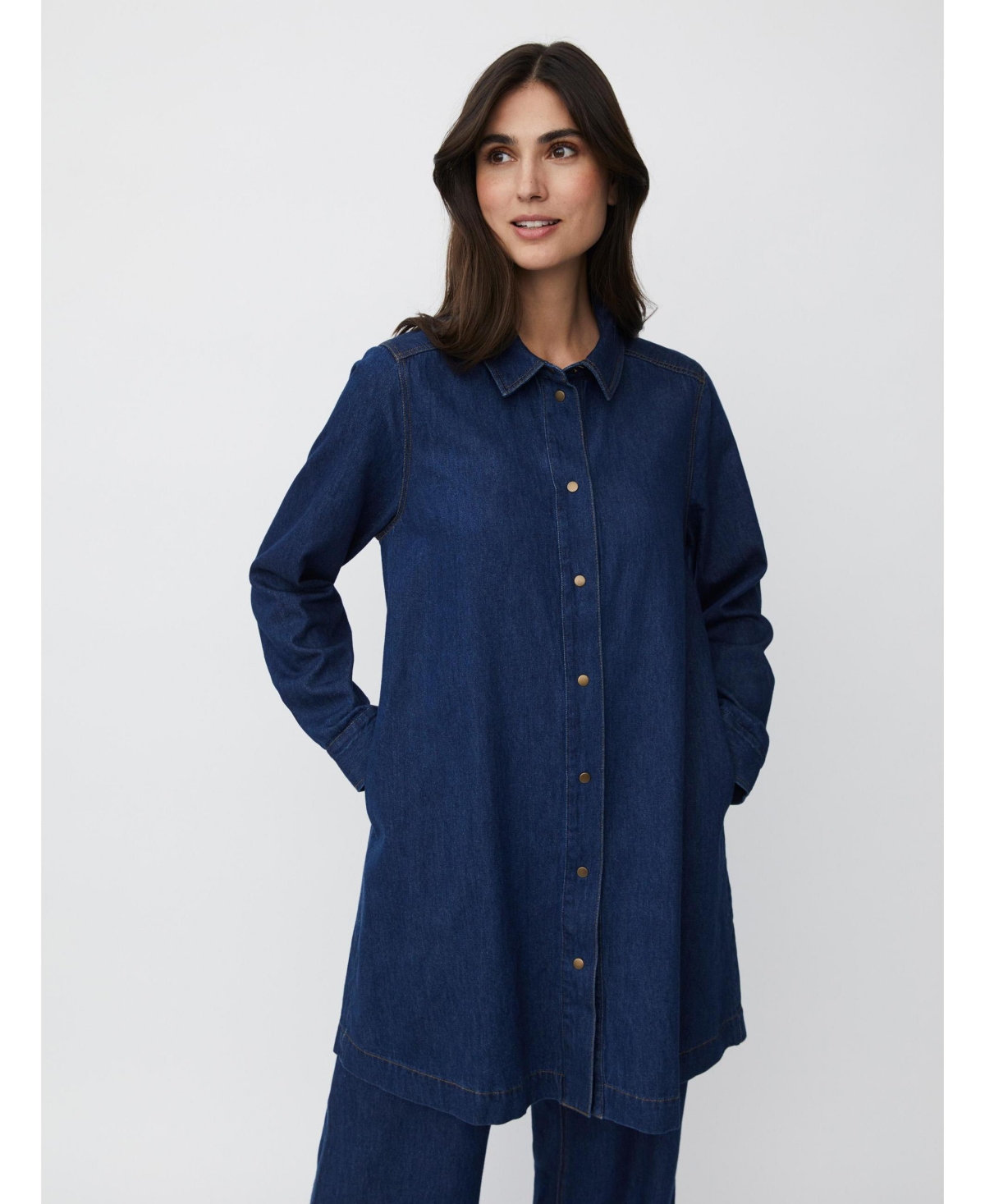Masai Copenhagen Women's Denim Long Sleeve Collared Shirt
