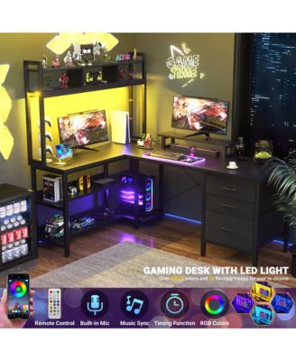 59'' W L-Shaped Computer Desk with Tall Hutch,Corner Desk