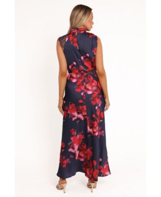 Women's Anabelle Halter Neck Lace Maxi Dress - Navy Floral XL