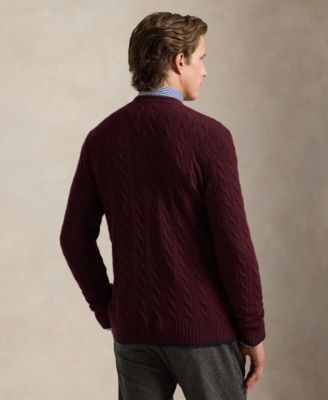 Men's Cable-Knit Wool-Cashmere Cardigan Sweater
