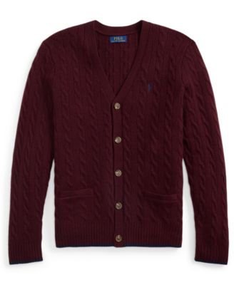 Men's Cable-Knit Wool-Cashmere Cardigan Sweater
