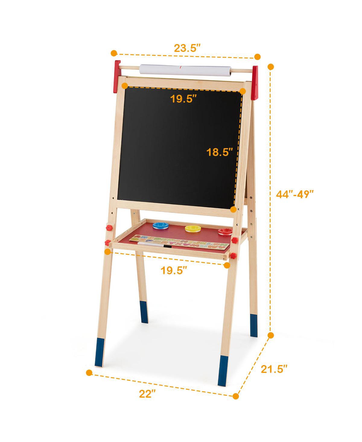 All-in-One Wooden Kid's Art Easel Height Adjustable Paper Roll