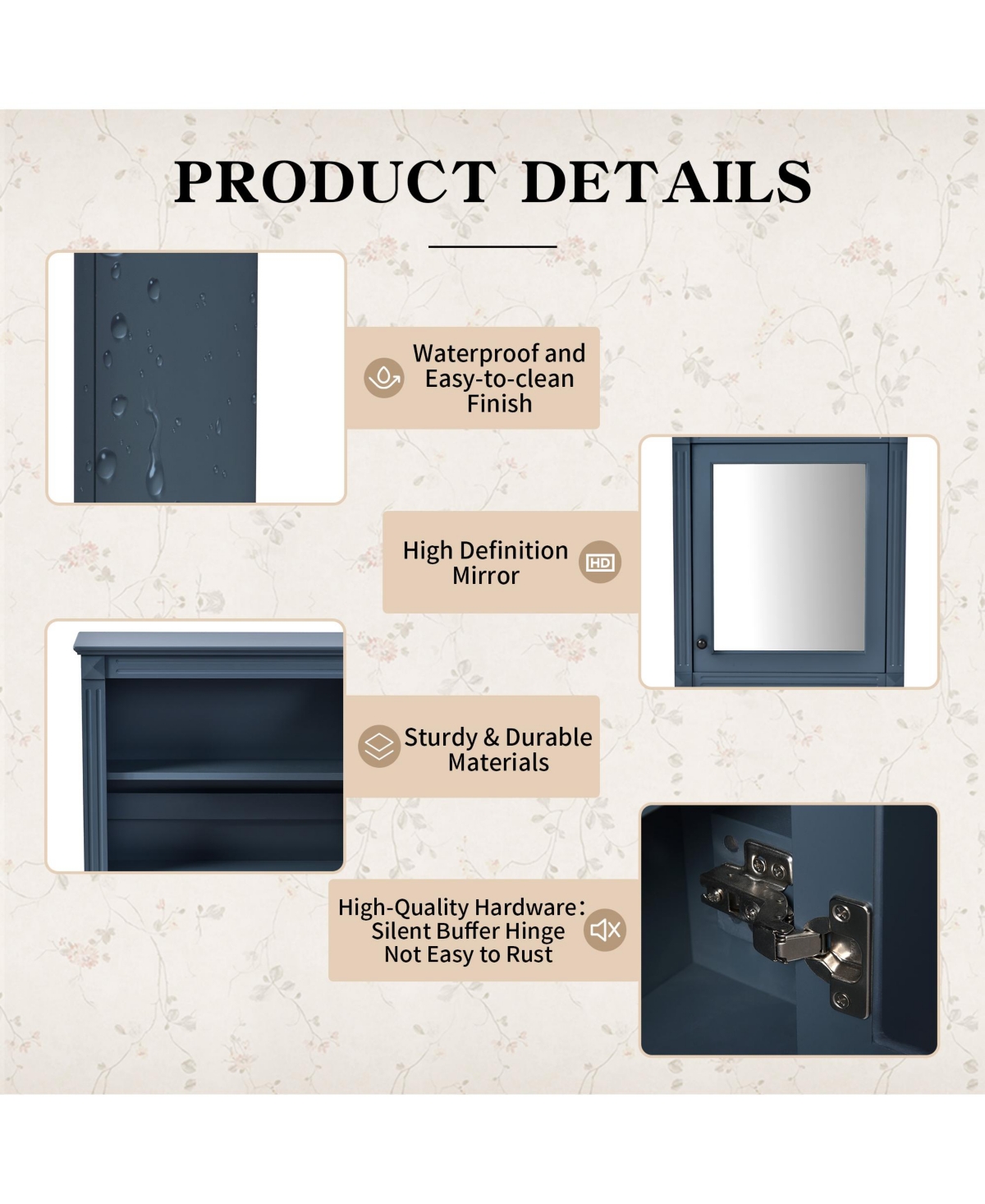 Casainc 24'' x 27'' Wall Mounted Bathroom Cabinet with Mirror & Adjustable Shelf