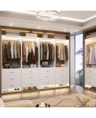 24" Freestanding Closet Organizer System with Hanging Rods and Drawers