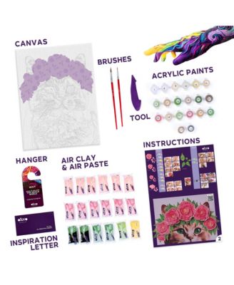 OKTO Air-Dry Clay 3D Painting Kit – Kit a Cat in a Flower Crown (11.8 x 15.7 in)