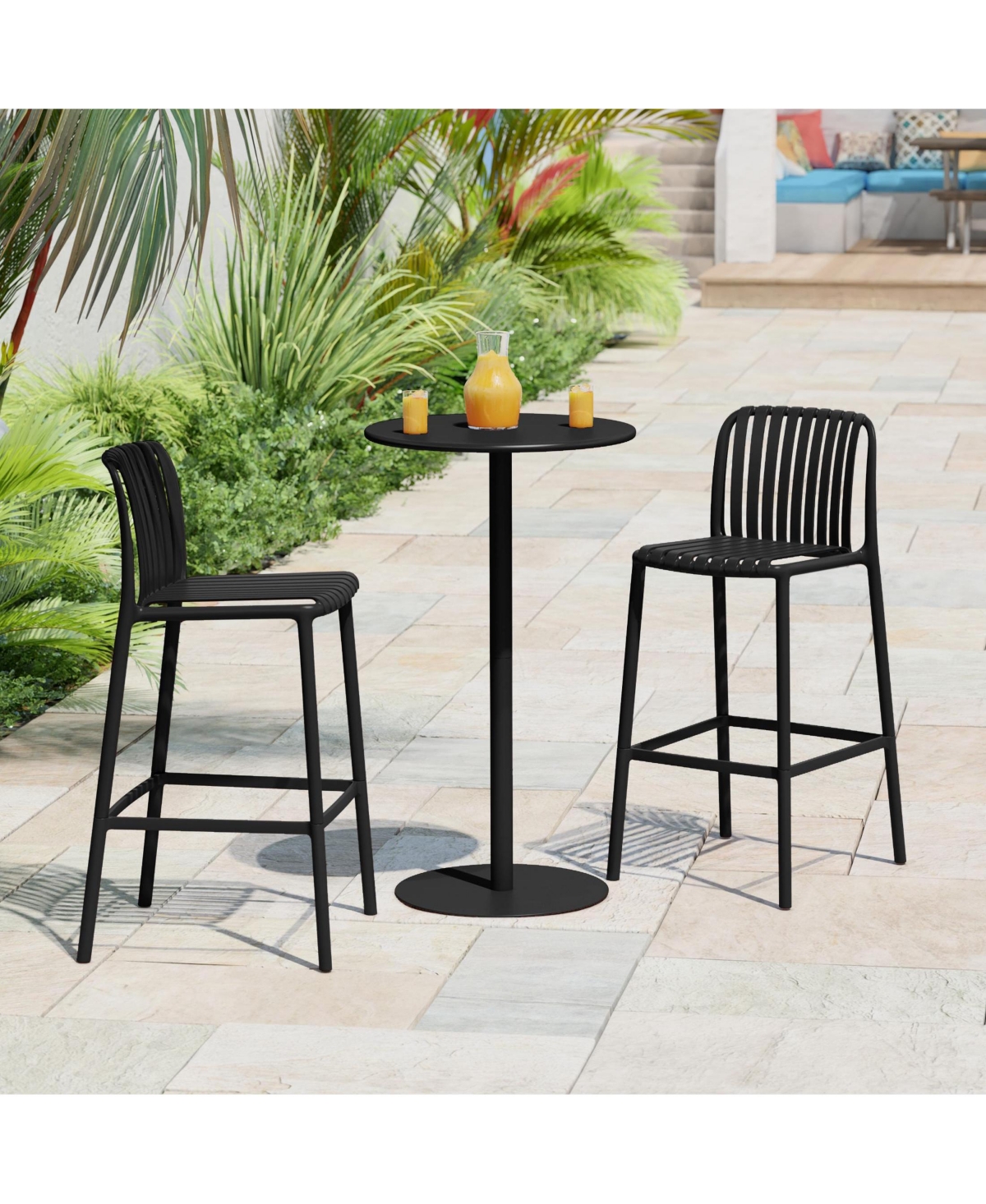 WestinTrends 3-Piece Patio Adjustable Bar Table with Stackable Stools