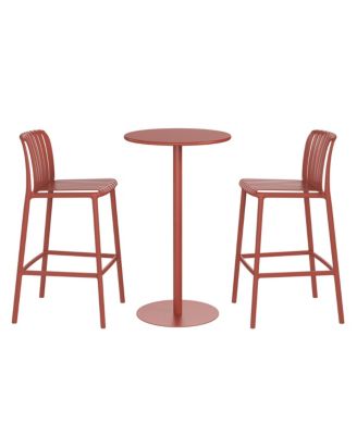 3-Piece Patio Adjustable Bar Table with Stackable Patio Bar Stools