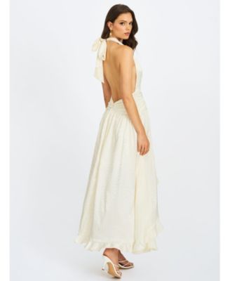 Women's Nalani Floral Ivory Ruffled Halter Maxi Dress