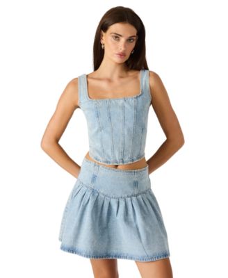 Women's Carlina Embellished Square Neck Denim Top