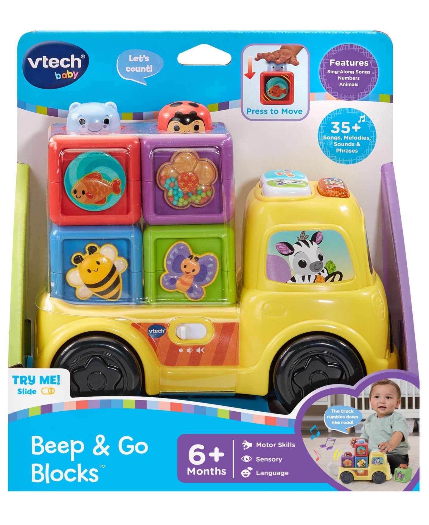 Детский конструктор VTech Beep & Go Blocks 5-Piece Interactive Building Set, Ages 6 Months+ — фото 5