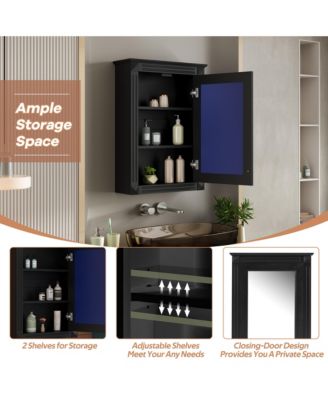 20'' Wall Mounted Bathroom Storage Cabinet with Mirror & Adjustable Shelf