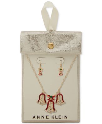 2-Pc. Holiday Bells Gold-Tone Frontal Necklace and Earrings Set