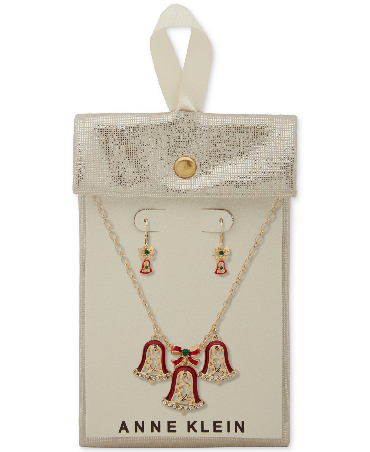 Anne Klein 2-Pc. Holiday Bells Gold-Tone Frontal Necklace and Earrings Set