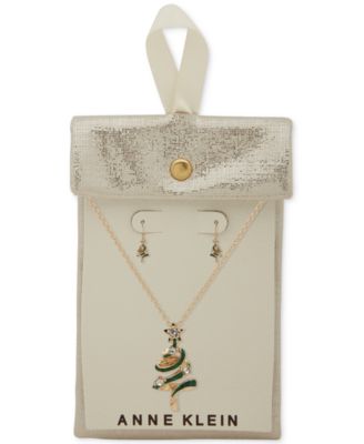 2-Pc. Gold-Tone Spiral Tree Pendant Necklace and Earrings Set