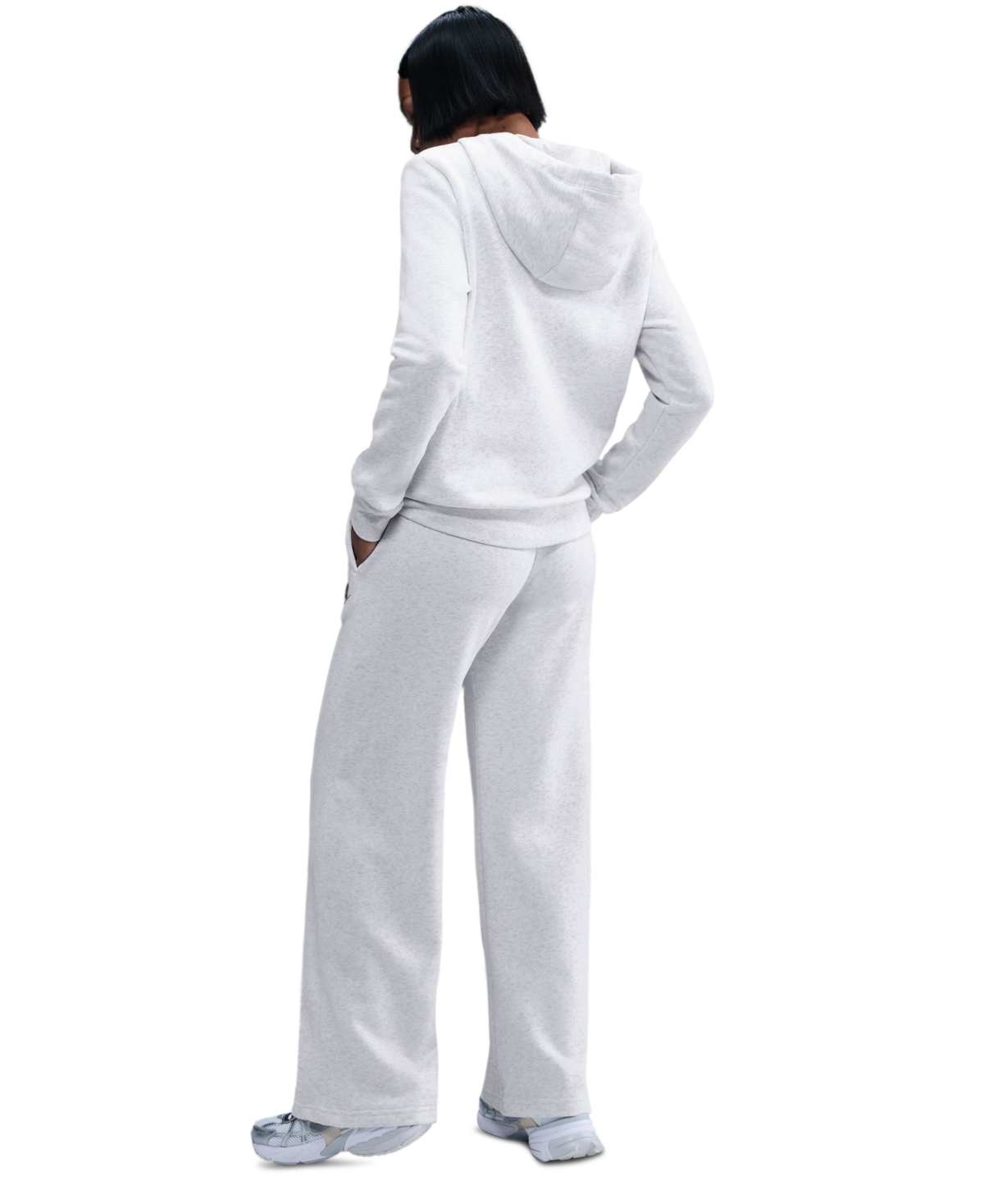 Nike Women's Club Fleece Mid-rise Wide-leg Pants In White