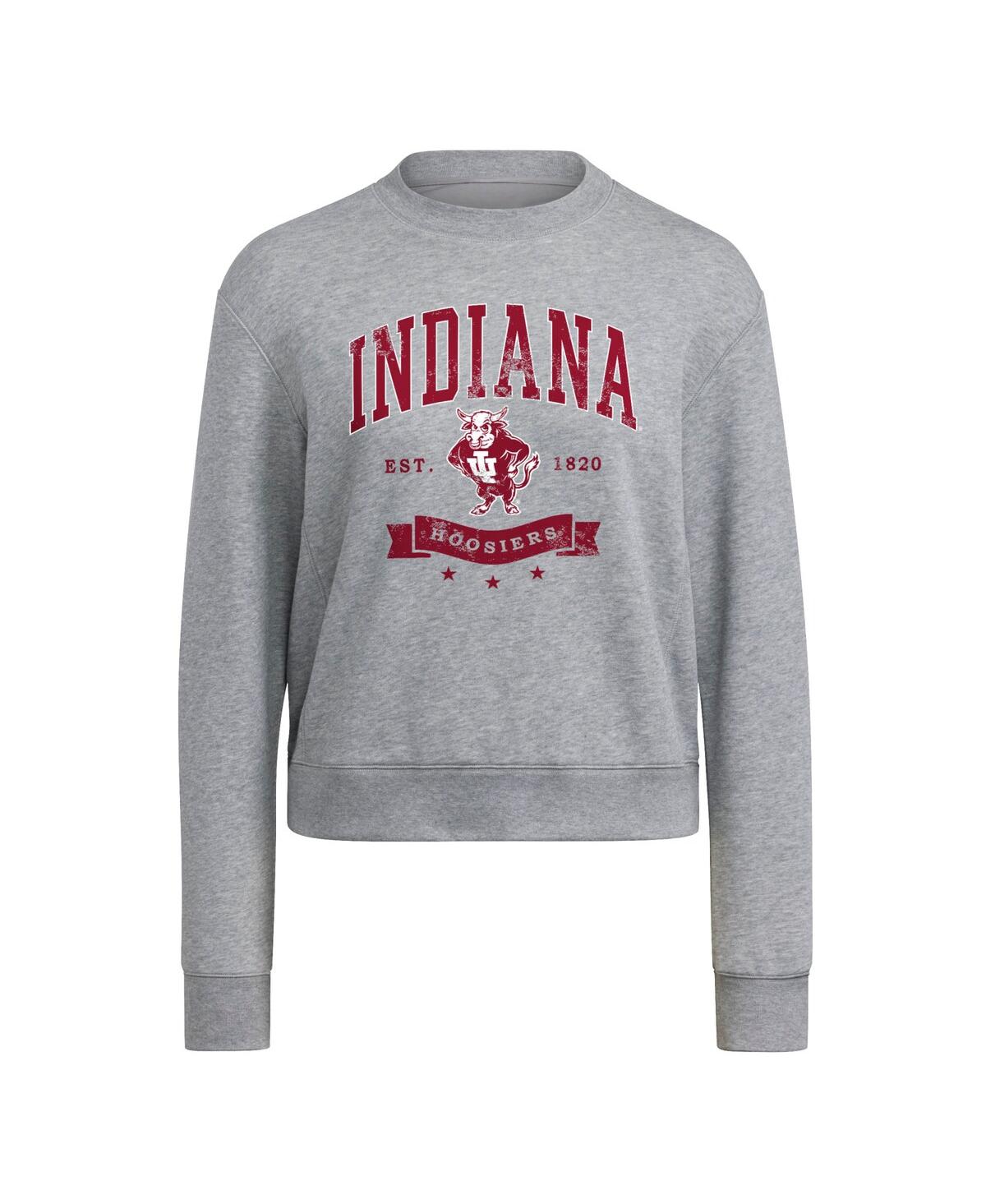 Adidas Originals Women's Gray Indiana Hoosiers Pullover Crewneck Sweatshirt In Gray