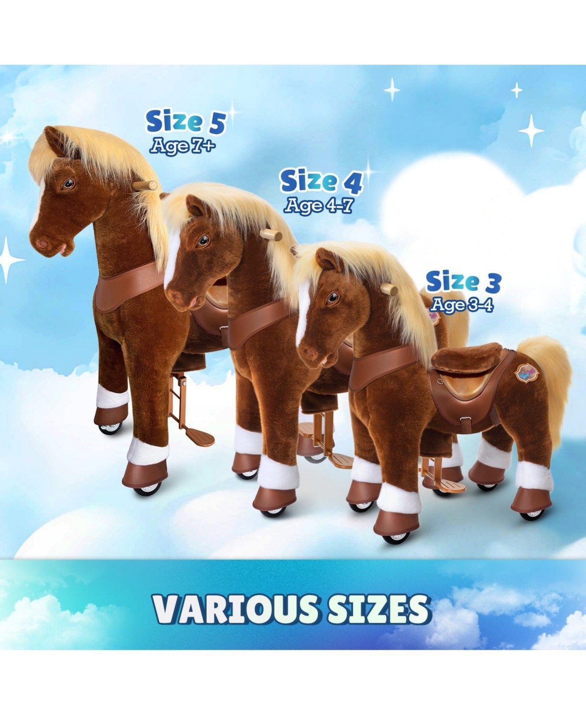 PonyCycle Model Y Brown Horse Rideable Toy for Age -4