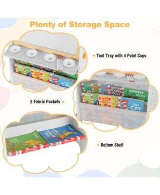 4-in-1 Kids Art Easel with Stool with Magnetic Whiteboard Chalkboard & Paper Roll