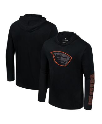 Men's Black Oregon State Beavers Color Pop Active Blend 2-Hit Long Sleeve Hooded T-Shirt