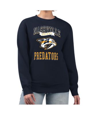 G-III 4Her by Carl Banks - Women's Navy Nashville Predators Team Logo Tri-Blend Fleece Pullover Sweatshirt