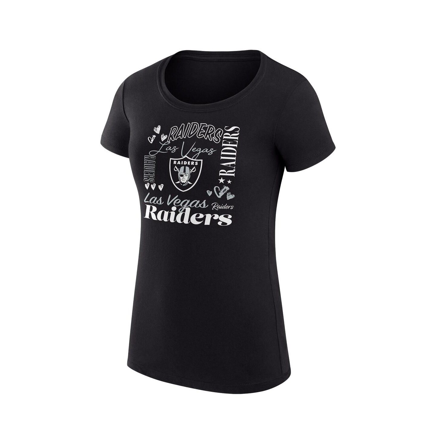 Женская футболка G-III 4Her by Carl Banks Black Las Vegas Raiders Super-Slim Fit Lightweight Collage Team — фото 2