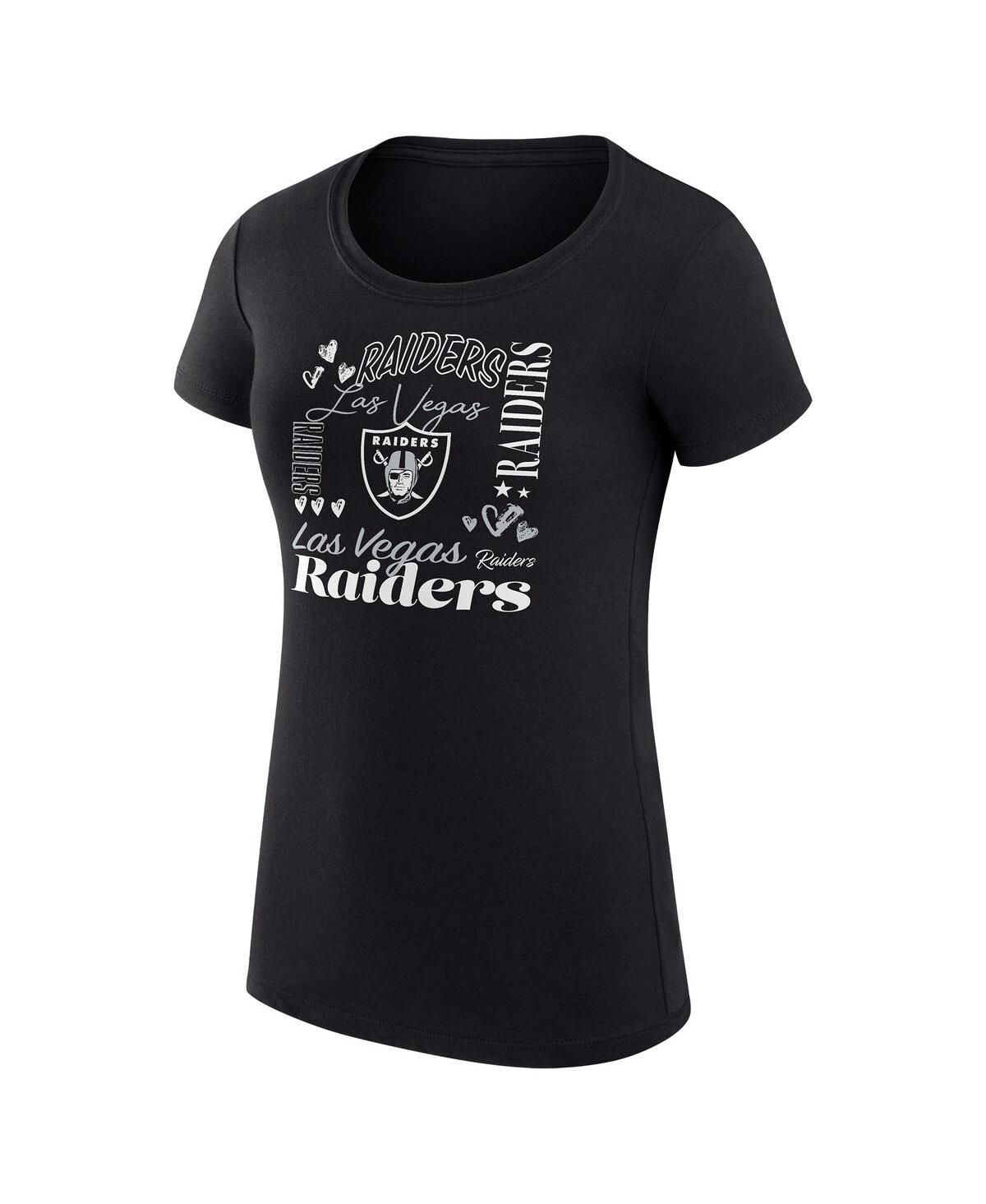 G-iii 4her By Carl Banks Women's Black Las Vegas Raiders Super-slim Fit Lightweight Collage Team T-shirt In Black