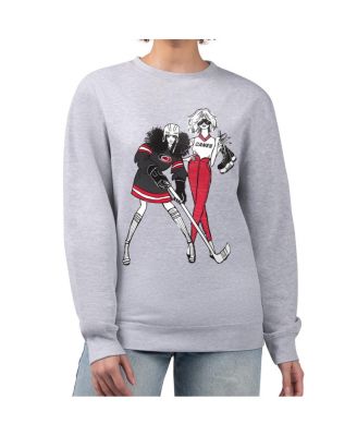 G-III 4Her by Carl Banks - Women's Heather Gray Carolina Hurricanes Hockey Girls Team Graphic Fleece Pullover Sweatshirt