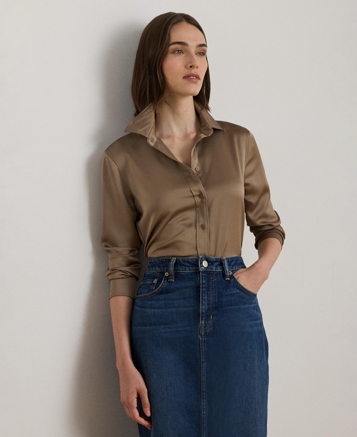 Lauren Ralph Women's Satin Charmeuse Shirt