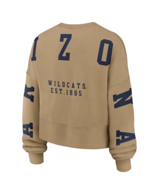 Women's Tan Arizona Wildcats Oversized Phoenix 2-Hit Pullover Sweatshirt
