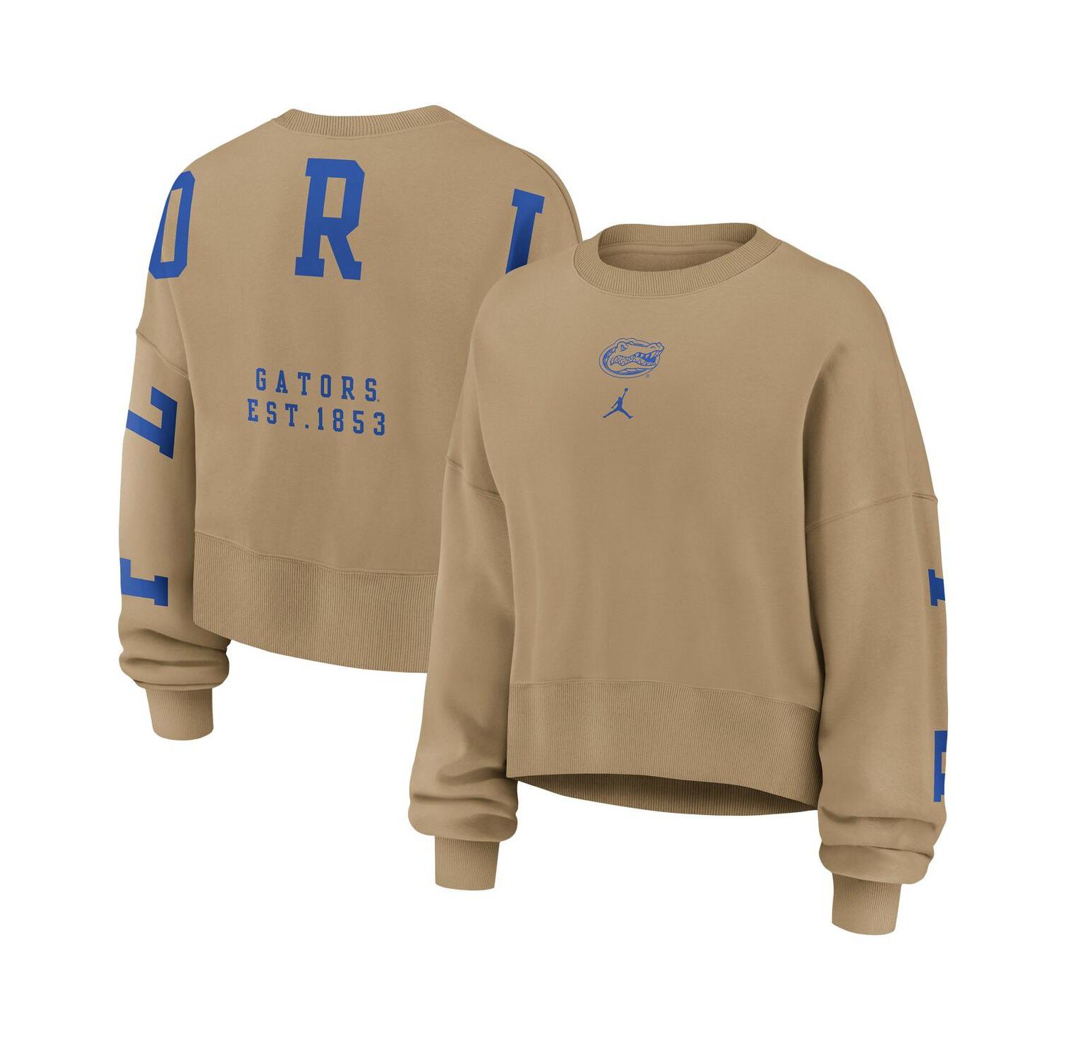 Women's Tan Florida Gators Oversized Phoenix 2-Hit Pullover Sweatshirt